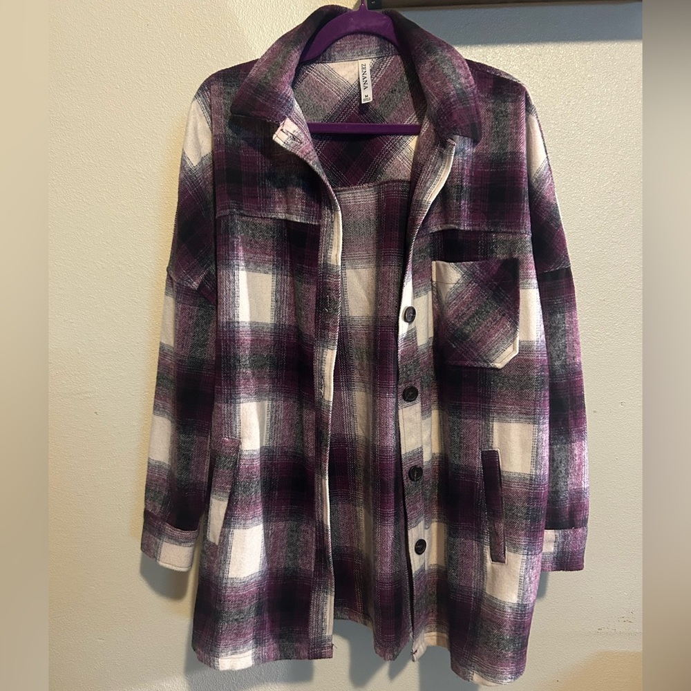 Zenana Purple Shacket